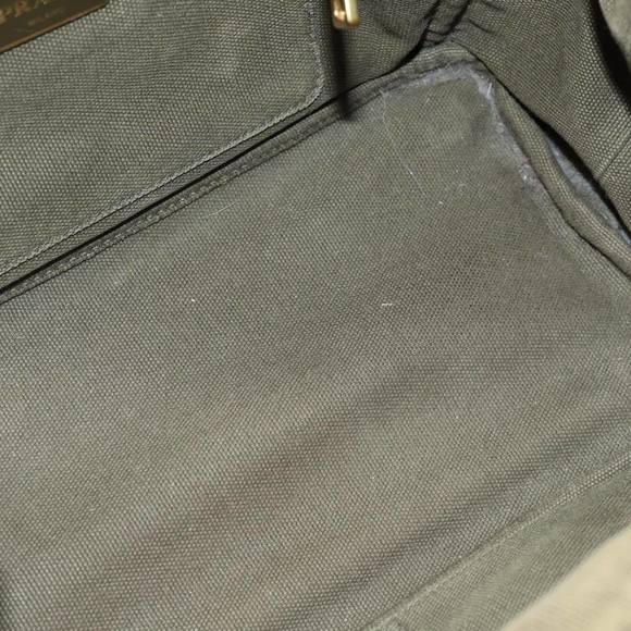 PRADA Canapa PM Hand Bag Canvas 2way Khaki Gold Auth 84641 - Picture 11 of 16